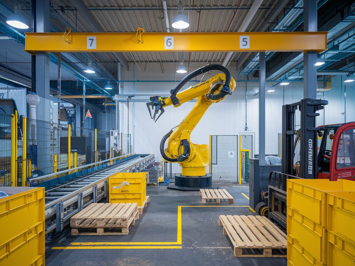 a yellow machine in a factory