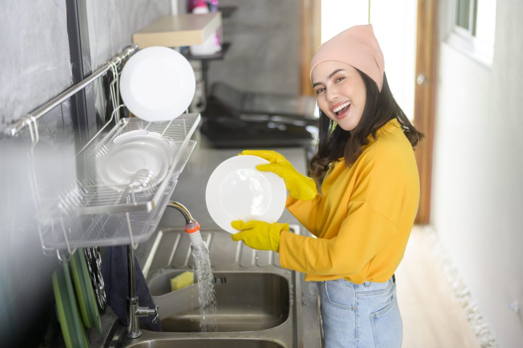 cleaning dishes