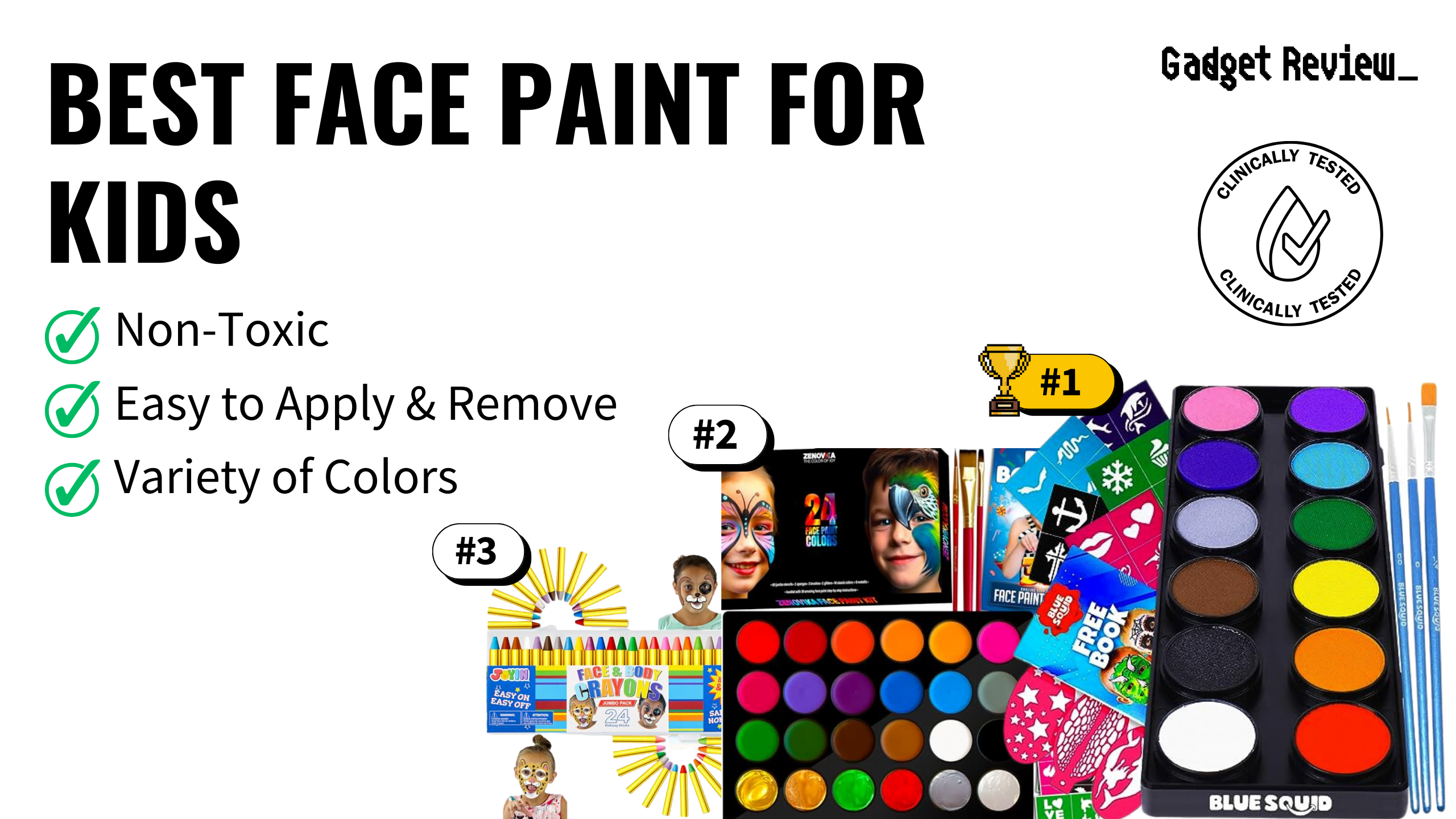  Zenovika Face Painting Kit for Kids - Non-Toxic and